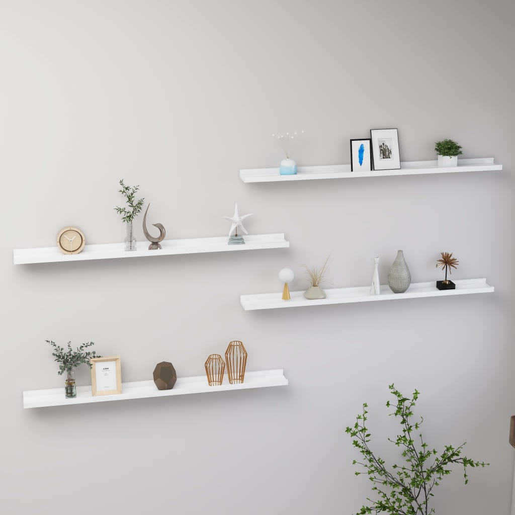 Wall Shelves 4 pcs White 100x9x3 cm