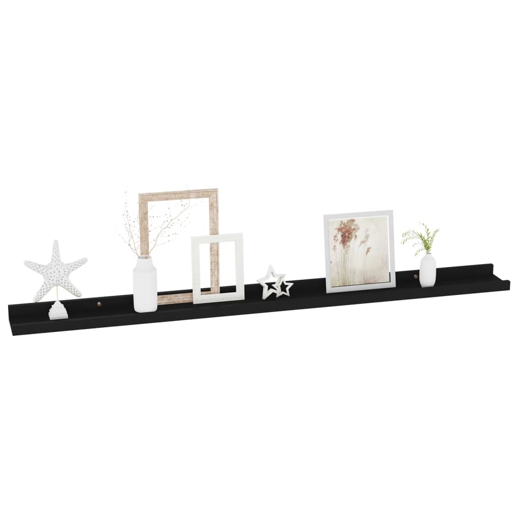 Wall Shelf Set of 2 Black MDF 39.4x3.5x1.2 in Wall mounting