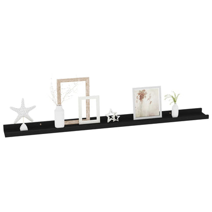 Wall Shelf Set of 2 Black MDF 39.4x3.5x1.2 in Wall mounting