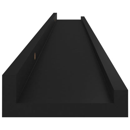 Wall Shelf Set of 2 Black MDF 39.4x3.5x1.2 in Wall mounting