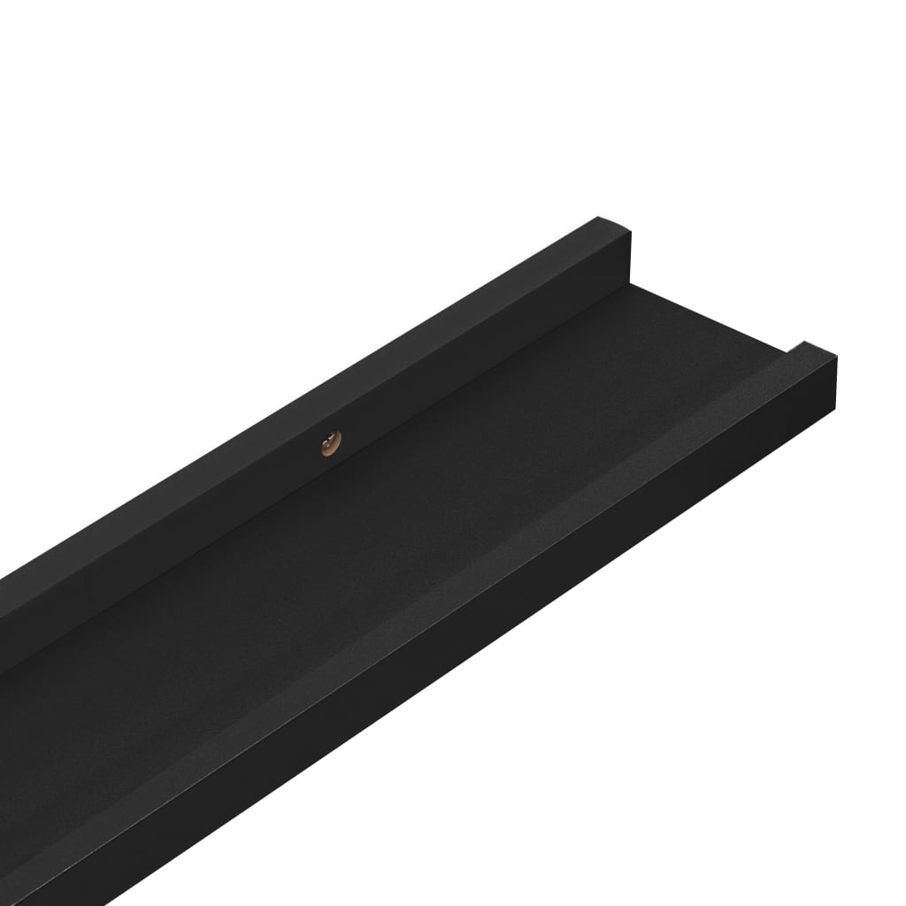 Wall Shelf Set of 2 Black MDF 39.4x3.5x1.2 in Wall mounting