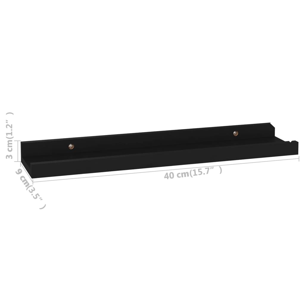 Wall Shelves 4 pcs Black 40x9x3 cm