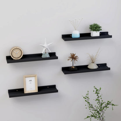 Wall Shelves 4 pcs Black 40x9x3 cm