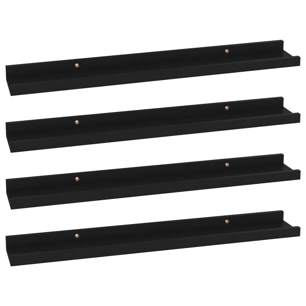 Wall Shelves 4 pcs Black 60x9x3 cm