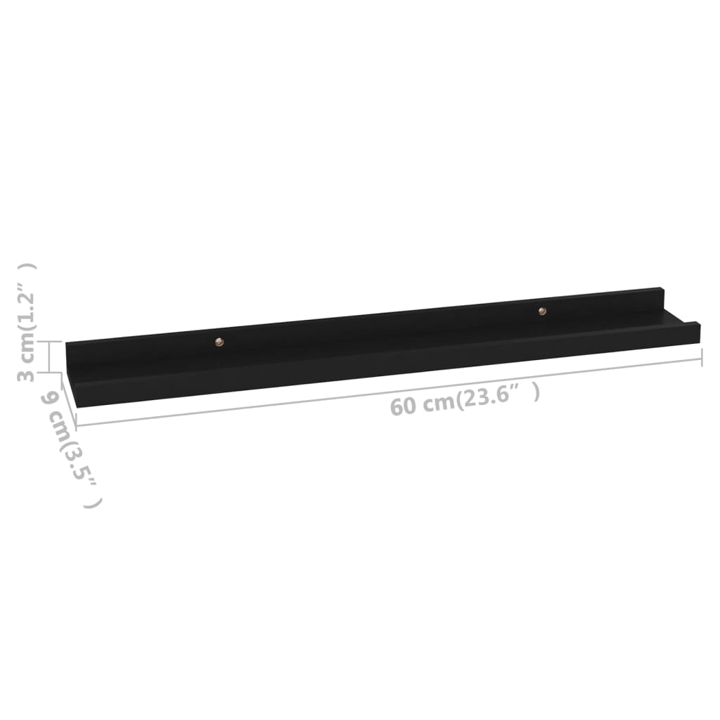 Wall Shelves 4 pcs Black 60x9x3 cm