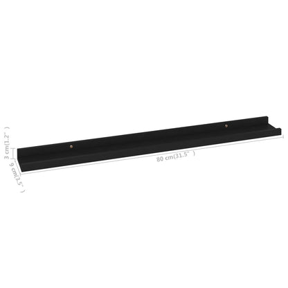 Wall Shelves 4 pcs Black 80x9x3 cm