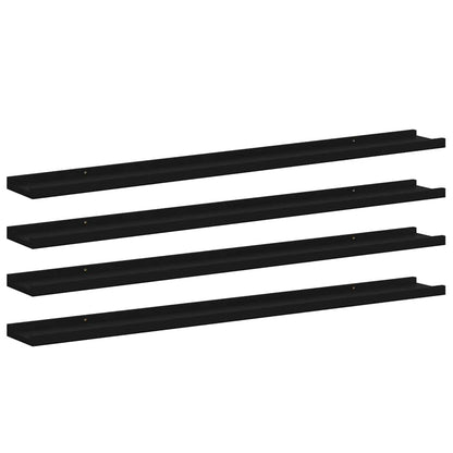 Wall Shelves 4 pcs Black 100x9x3 cm