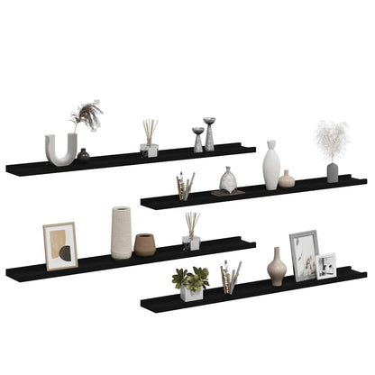 Wall Shelves 4 pcs Black 100x9x3 cm