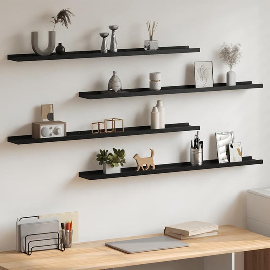 Wall Shelves 4 pcs Black 100x9x3 cm