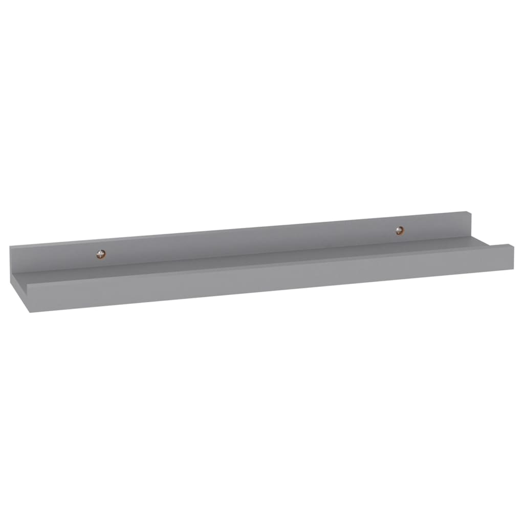 Wall Shelf Set of 4 Grey MDF Small Wall Shelf Rectangular