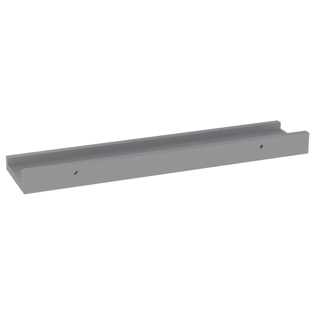 Wall Shelf Set of 4 Grey MDF Small Wall Shelf Rectangular