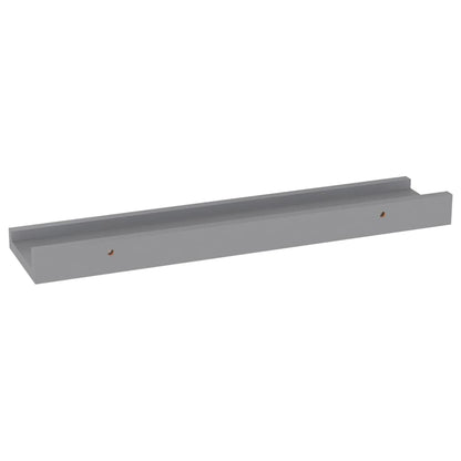 Wall Shelf Set of 4 Grey MDF Small Wall Shelf Rectangular