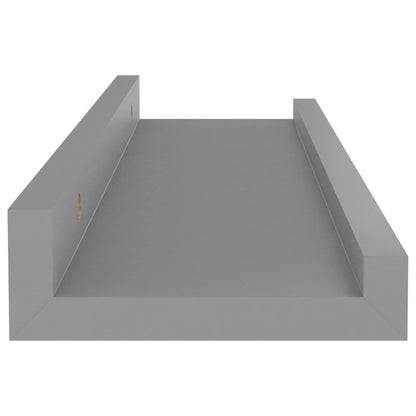 Wall Shelf Set of 4 Grey MDF Small Wall Shelf Rectangular