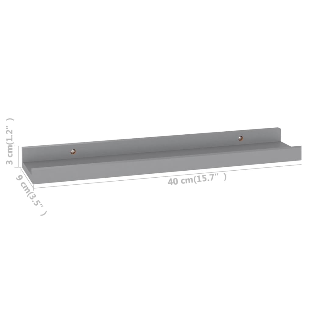 Wall Shelf Set of 4 Grey MDF Small Wall Shelf Rectangular