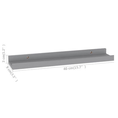 Wall Shelf Set of 4 Grey MDF Small Wall Shelf Rectangular