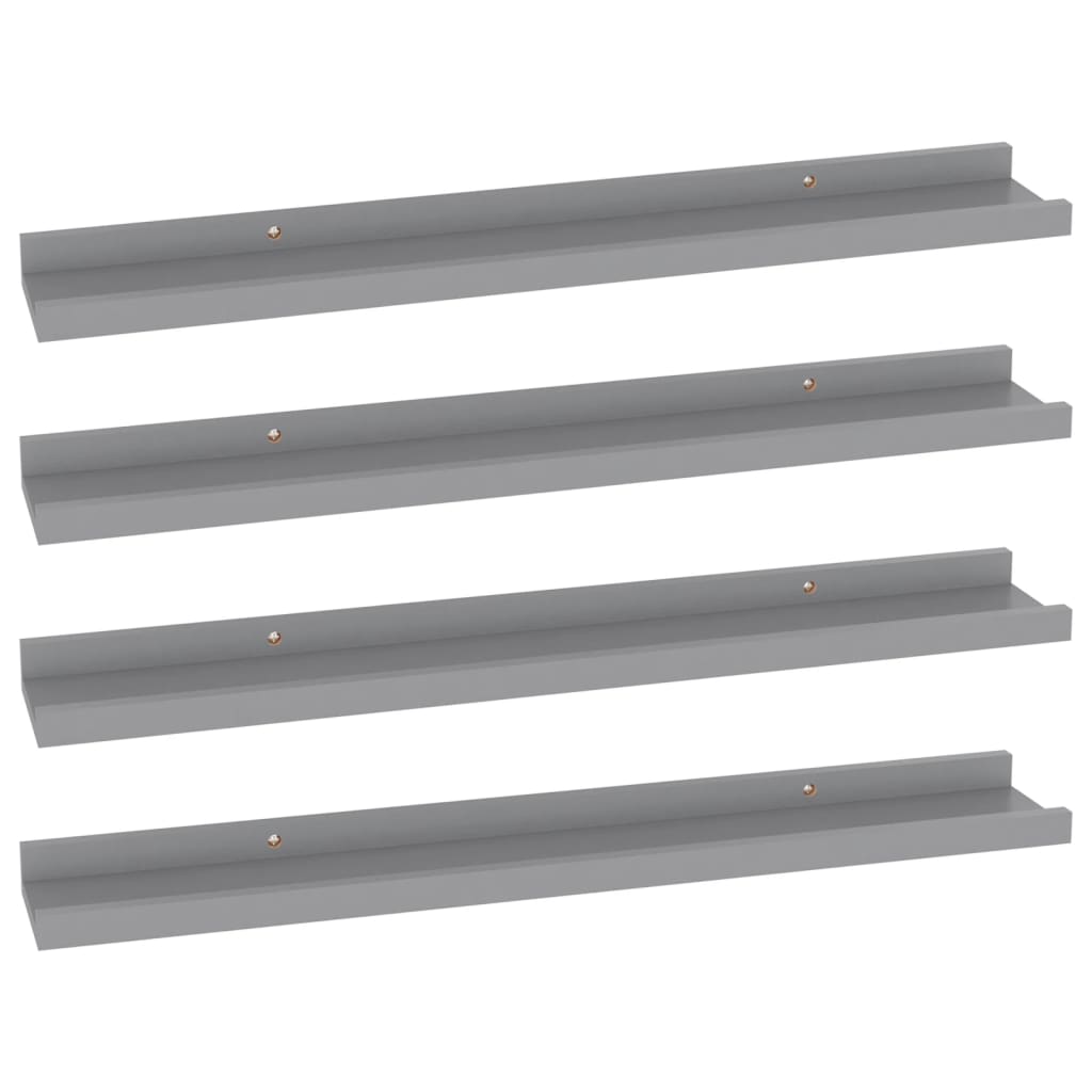 Wall Shelf Set of 4 Grey MDF 23.6 x 3.5 x 1.2 in Stylish Design
