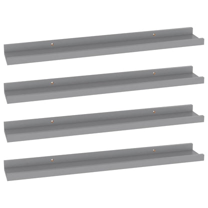 Wall Shelf Set of 4 Grey MDF 23.6 x 3.5 x 1.2 in Stylish Design