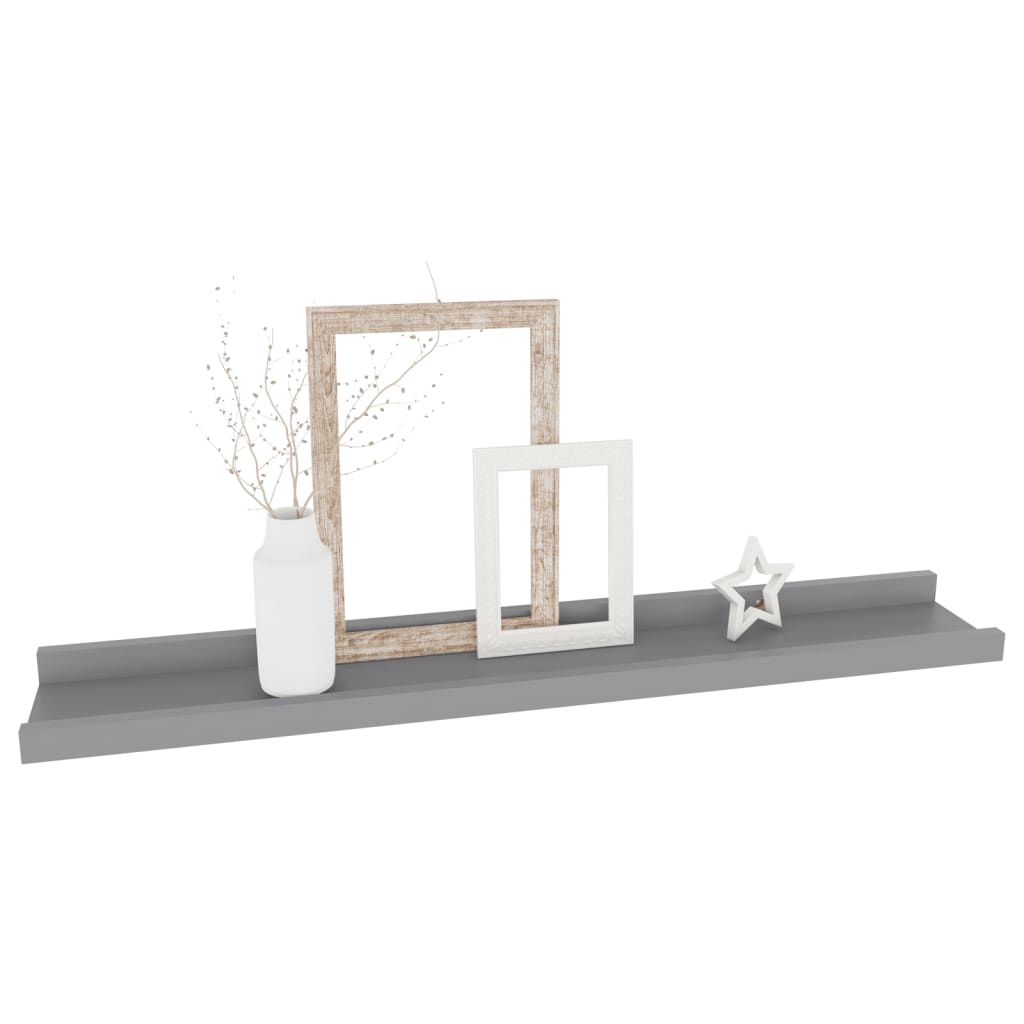 Wall Shelf Set of 4 Grey MDF 23.6 x 3.5 x 1.2 in Stylish Design