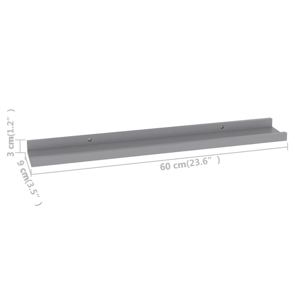Wall Shelf Set of 4 Grey MDF 23.6 x 3.5 x 1.2 in Stylish Design