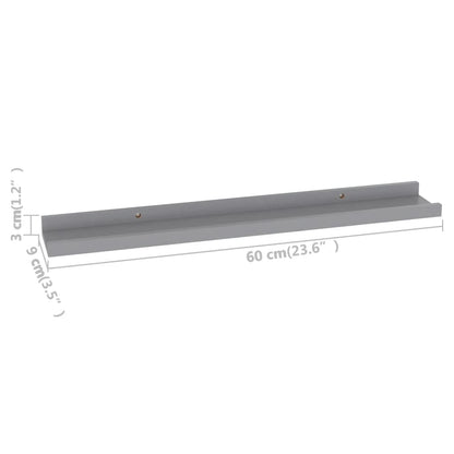 Wall Shelf Set of 4 Grey MDF 23.6 x 3.5 x 1.2 in Stylish Design