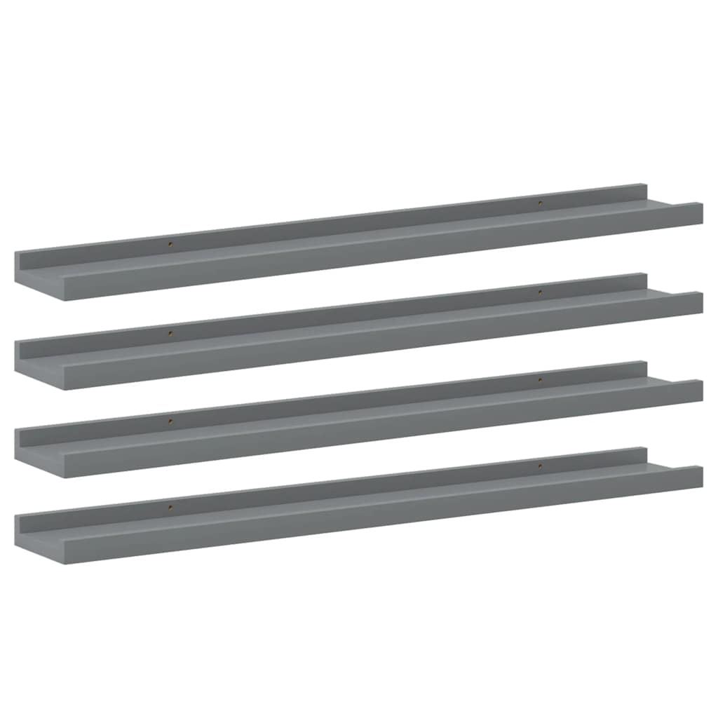 Wall Shelves 4 pcs Grey 80x9x3 cm