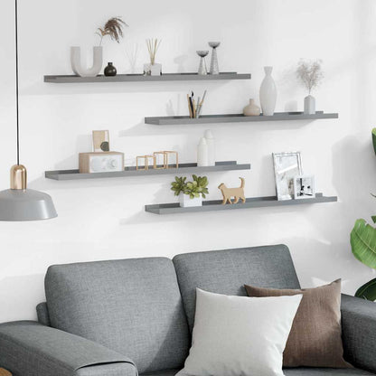 Wall Shelves 4 pcs Grey 80x9x3 cm