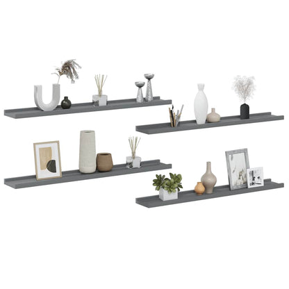 Wall Shelves 4 pcs Grey 80x9x3 cm