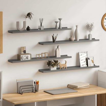 Wall Shelves 4 pcs Grey 80x9x3 cm