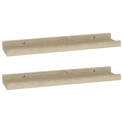 Wall Shelf Set of 2 Sonoma Oak MDF Medium Wall Shelf