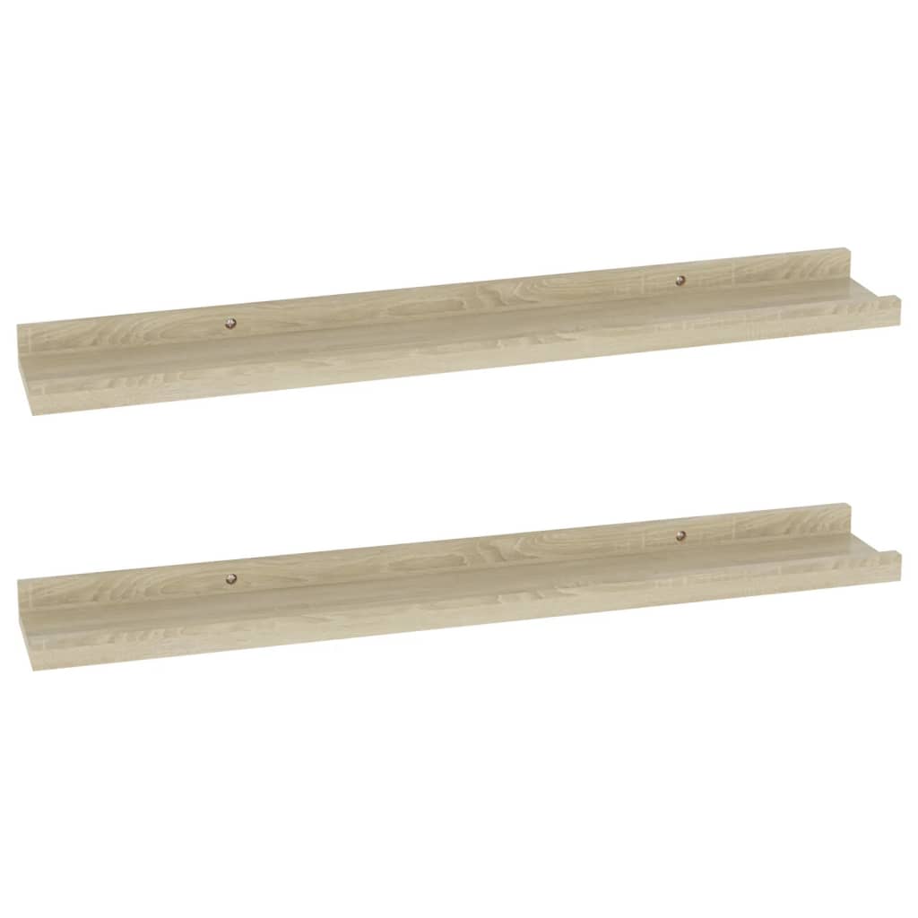 Wall Shelf Set of 2 Sonoma Oak MDF Wall Mounting Wall Shelf