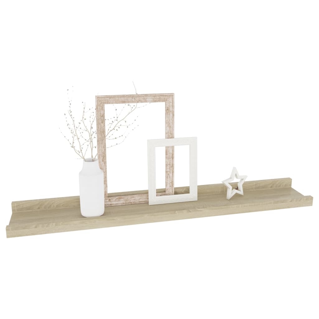 Wall Shelf Set of 2 Sonoma Oak MDF Wall Mounting Wall Shelf