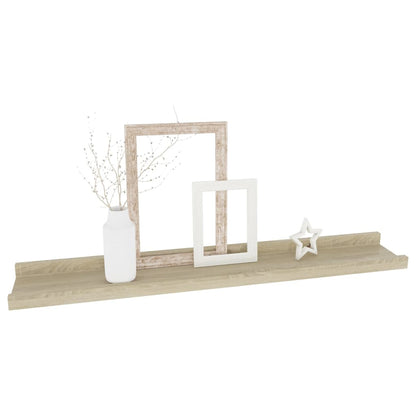 Wall Shelf Set of 2 Sonoma Oak MDF Wall Mounting Wall Shelf