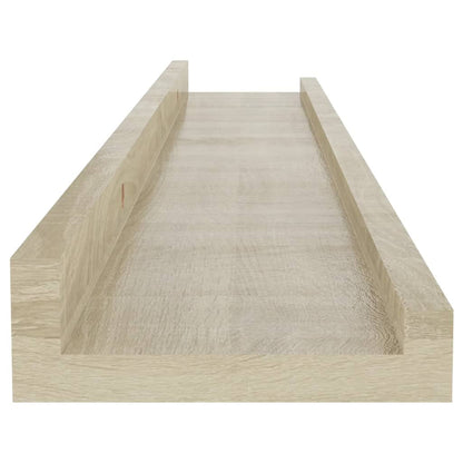 Wall Shelf Set of 2 Sonoma Oak MDF Wall Mounting Wall Shelf