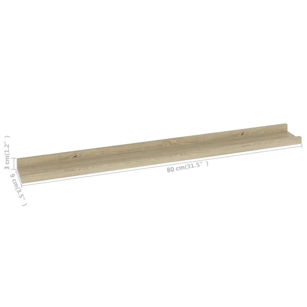 Wall Shelves 2 pcs Sonoma Oak 31.5x3.5x1.2"