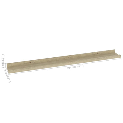 Wall Shelves 2 pcs Sonoma Oak 31.5x3.5x1.2"