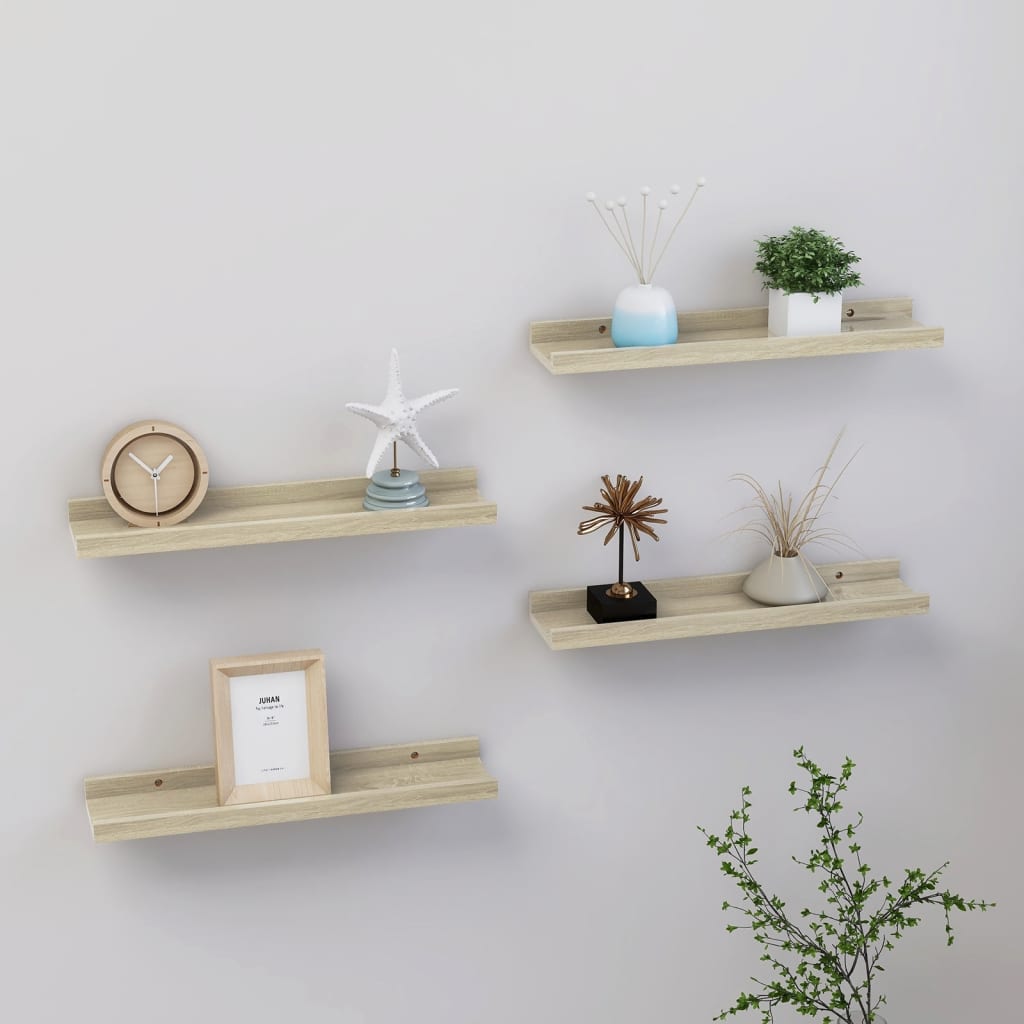 Wall Shelves 4 pcs Sonoma Oak 40x9x3 cm