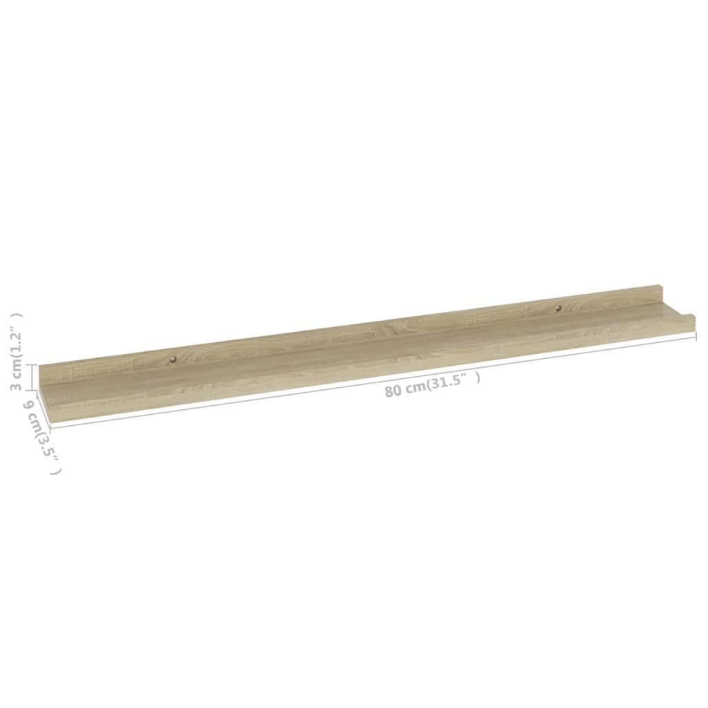 Wall Shelves 4 pcs Sonoma Oak 80x9x3 cm