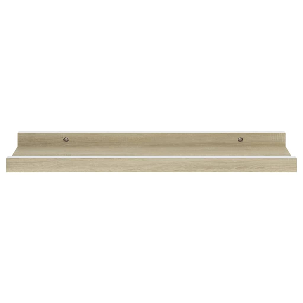 Wall Shelf Set of 2 White and Sonoma Oak MDF 15.7 x 3.5 x 1.2 in