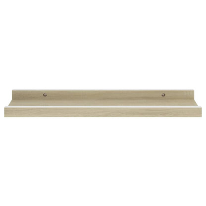 Wall Shelf Set of 2 White and Sonoma Oak MDF 15.7 x 3.5 x 1.2 in