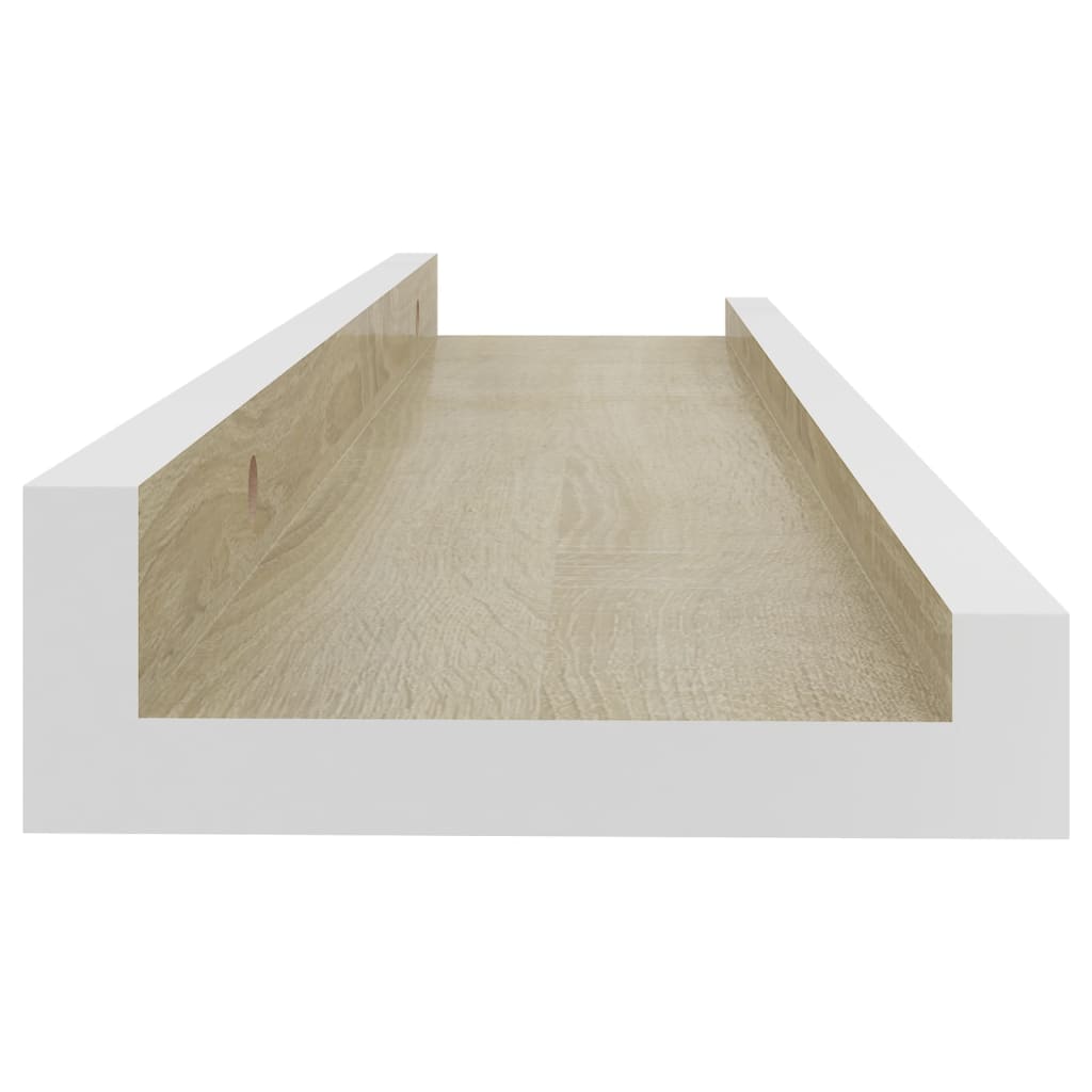 Wall Shelf Set of 2 White and Sonoma Oak MDF 15.7 x 3.5 x 1.2 in