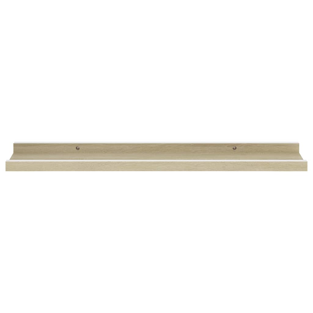 Wall Shelf Set of 2 White and Sonoma Oak MDF 23.6in long