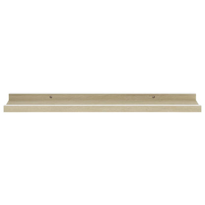 Wall Shelf Set of 2 White and Sonoma Oak MDF 23.6in long