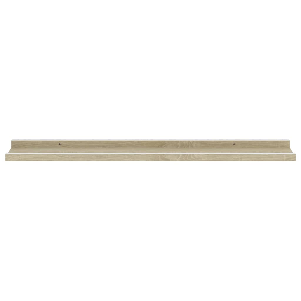 Wall Shelf Set of 2 White and Sonoma Oak MDF 31.5 x 3.5 x 1.2 in