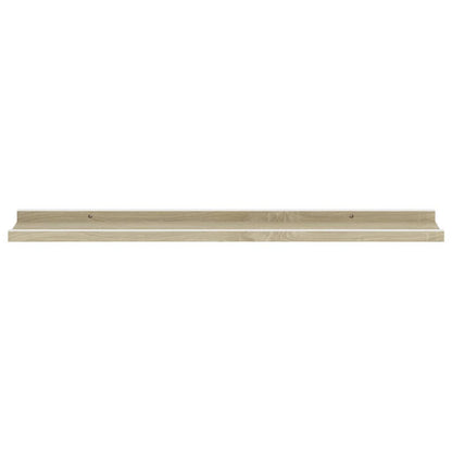 Wall Shelf Set of 2 White and Sonoma Oak MDF 31.5 x 3.5 x 1.2 in