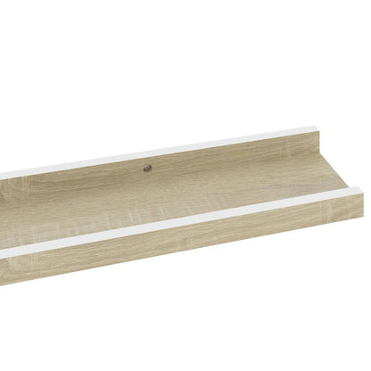 Wall Shelf Set of 2 White and Sonoma Oak MDF 31.5 x 3.5 x 1.2 in