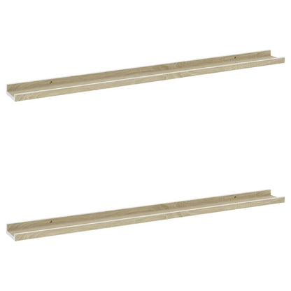 Wall Shelf Set of 2 White and sonoma oak