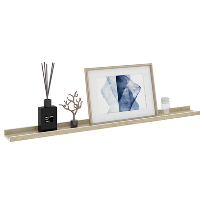 Wall Shelf Set of 2 White and sonoma oak