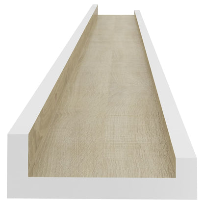 Wall Shelf Set of 2 White and sonoma oak