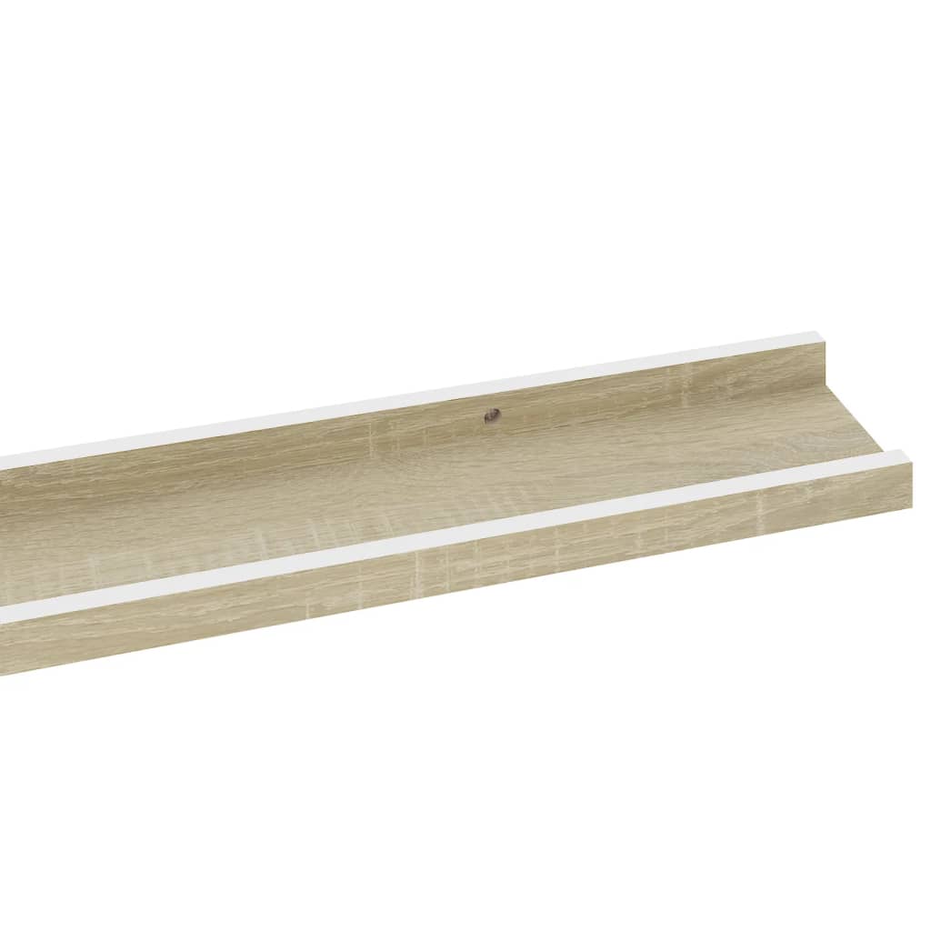 Wall Shelf Set of 2 White and sonoma oak