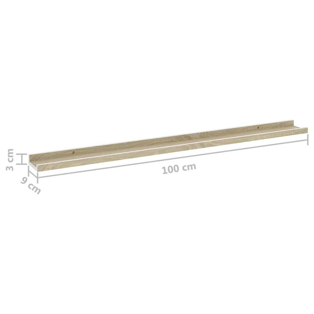 Wall Shelf Set of 2 White and sonoma oak